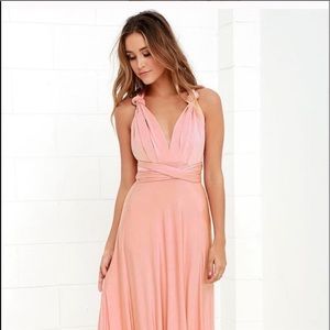 LULUS ALWAYS STUNNING CONVERTIBLE BLUSH MAXI DRESS